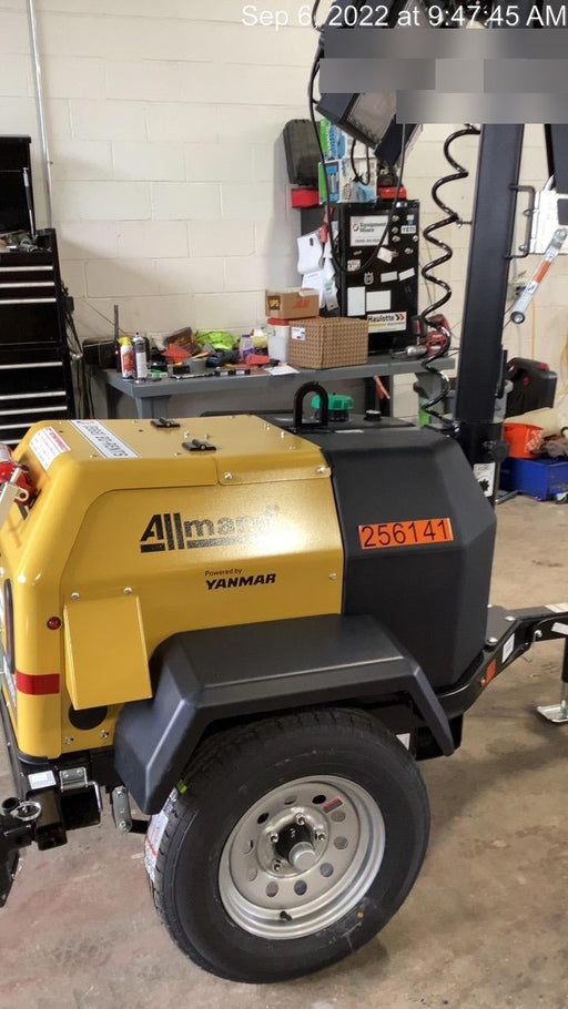 2022 Allmand NLV3GR (4) LED Light Fixture 350W, 23' Vertical Mast, 3kW Prime, Towable, ES Decals, T3