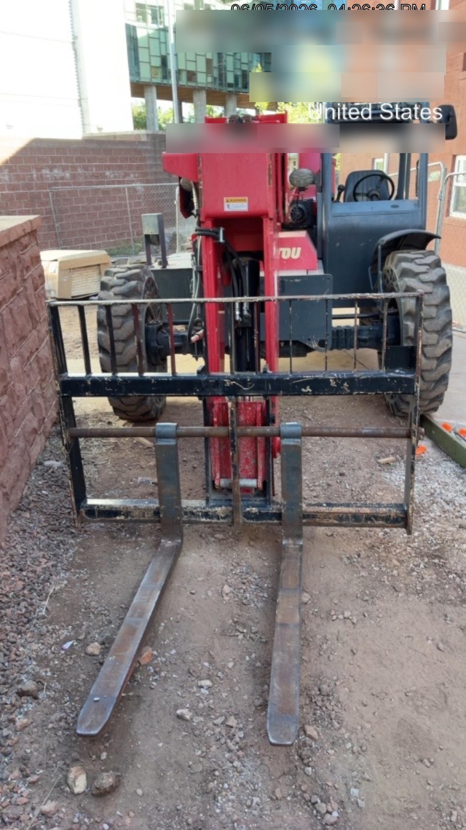 2019 Manitou MTA8044 MTA 8044 - 74 HP T4, Canopy, Worklights/Strobe, Beacon, 66" Carriage, 48" Forks, Solid Tires, Lift Hook, Aux Hydraulics