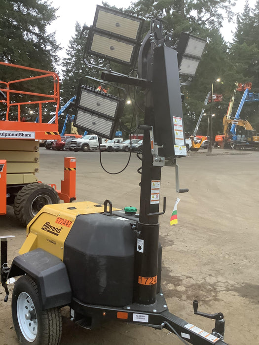 2021 Allmand NLV3GR (4) LED Light Fixture 350W, 23' Vertical Mast, 3kW Prime, Towable, Deep Sea L401, Leveling Jacks, Yanmar T4F 5.8hp