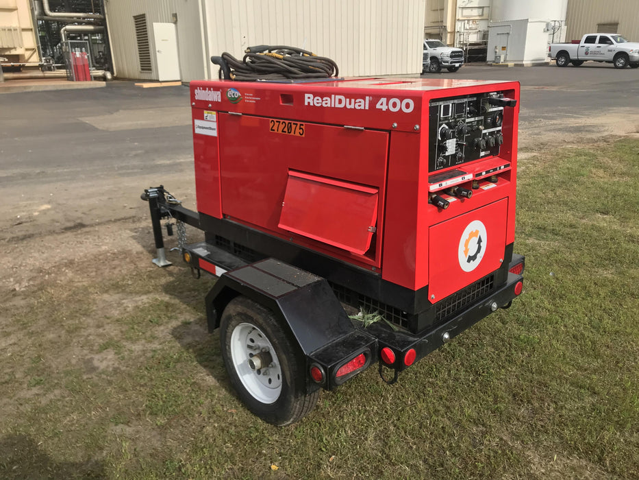 2022 Shindaiwa DGW400MDL Kubota D902 Engine, 23 HP, Dual Op Welder, Wire, Arc, Droop Stick, Tig, and CC Stick Functionality, Simulphase, 3 Phase and 1 Phase Gen Output, Single Axle NB Trlr, Slr Trckl Chrg 12V 12W, Fire Ext