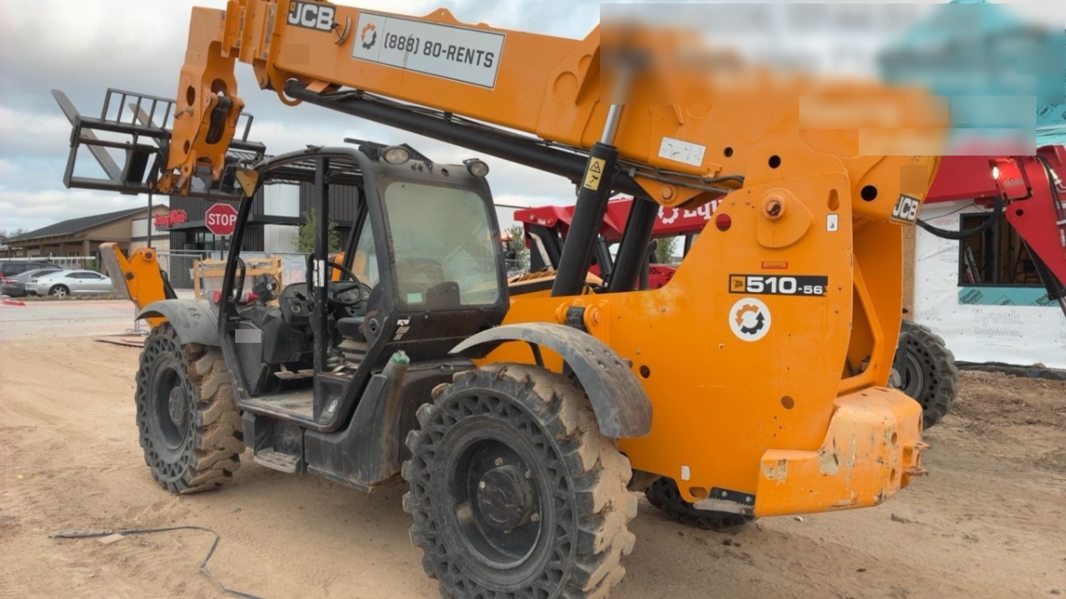 2019 JCB 510-56 Canopy, 74 HP, Solid Tires, STD Worklight, Beacon, Aux Hydraulics, Lifting Eye, Back up Alarm w/66" Carriage/60" Forks