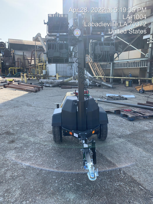 2022 Allmand NLV3GR (4) LED Light Fixture 350W, 23' Vertical Mast, 3kW Prime, Towable, Deep Sea L401, Leveling Jacks, Yanmar T4F 5.8hp