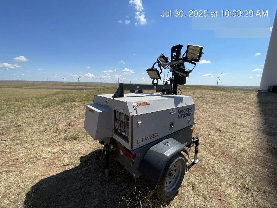 2022 Wacker Neuson LTW20Z1 Isuzu Dsl. Engine, 23' Mast, (4) 300W LED Lights, CWK, Programmable Dawn to Dusk, 360 Deg. Rotation, 57 Gal. Tank, Trailer Mounted