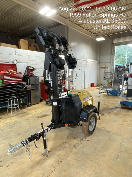 2022 Allmand NLV3GR (4) LED Light Fixture 350W, 23' Vertical Mast, 3kW Prime, Towable, Deep Sea L401, Leveling Jacks, Yanmar T4F 5.8hp