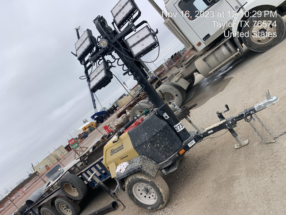 2022 Allmand NLV3GR (4) LED Light Fixture 350W, 23' Vertical Mast, 3kW Prime, Towable, ES Decals, T3