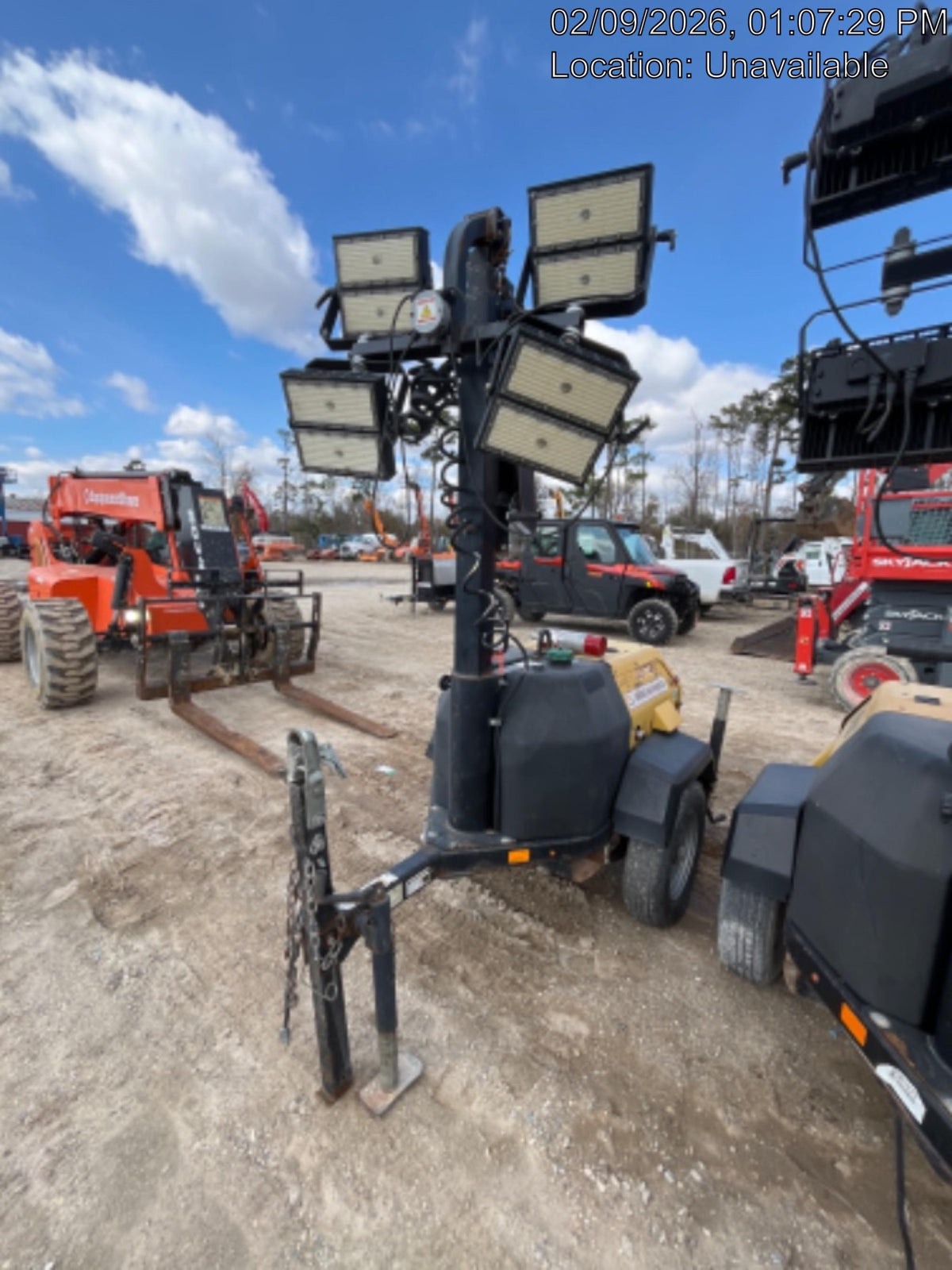 2022 Allmand NLV3GR (4) LED Light Fixture 350W, 23' Vertical Mast, 3kW Prime, Towable, Deep Sea L401, Leveling Jacks, Yanmar T4F 5.8hp