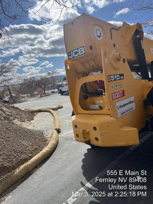 2019 JCB 510-56 74 HP w/Open ROPS, Beacon, Aux Hydraulics, Worklights, Solid Tires w/60" Carriage/Forks