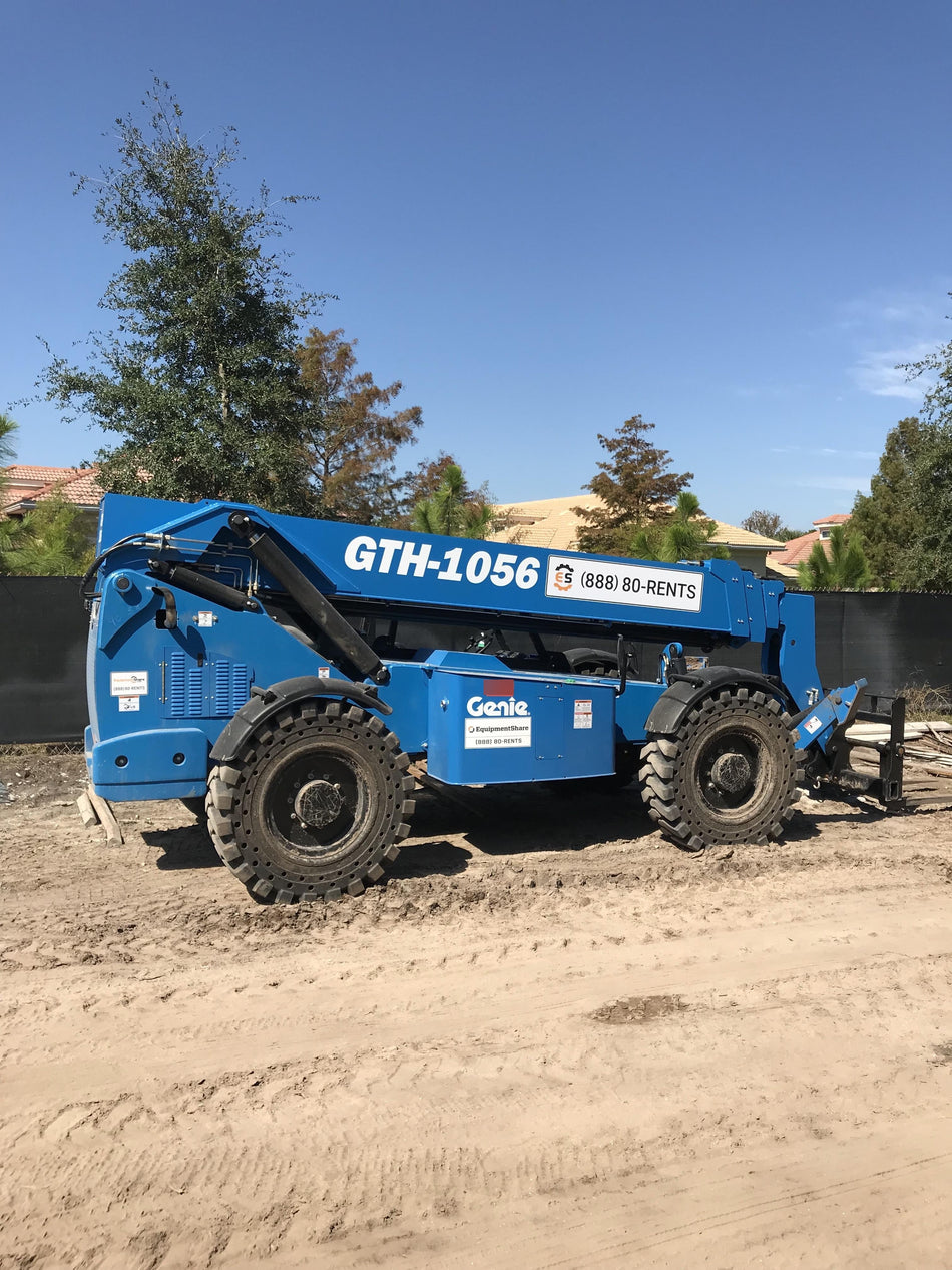 2019 Genie GTH-1056 Canopy, Solid RT Tires, LED Work Lights, Beacon 60" QA Carriage, 60" Forks