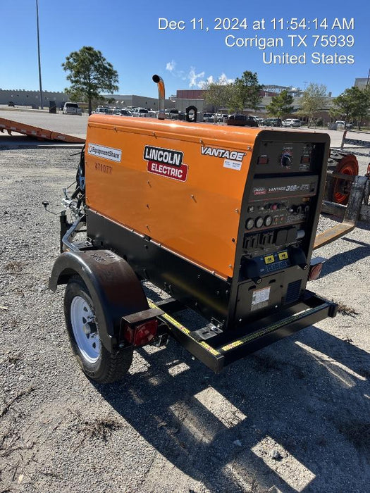 2024 Lincoln Electric Vantage 322 Welder Ready-Pak 3, Two wheel trailer, Fender and Light kit, Cable Rack, Orange