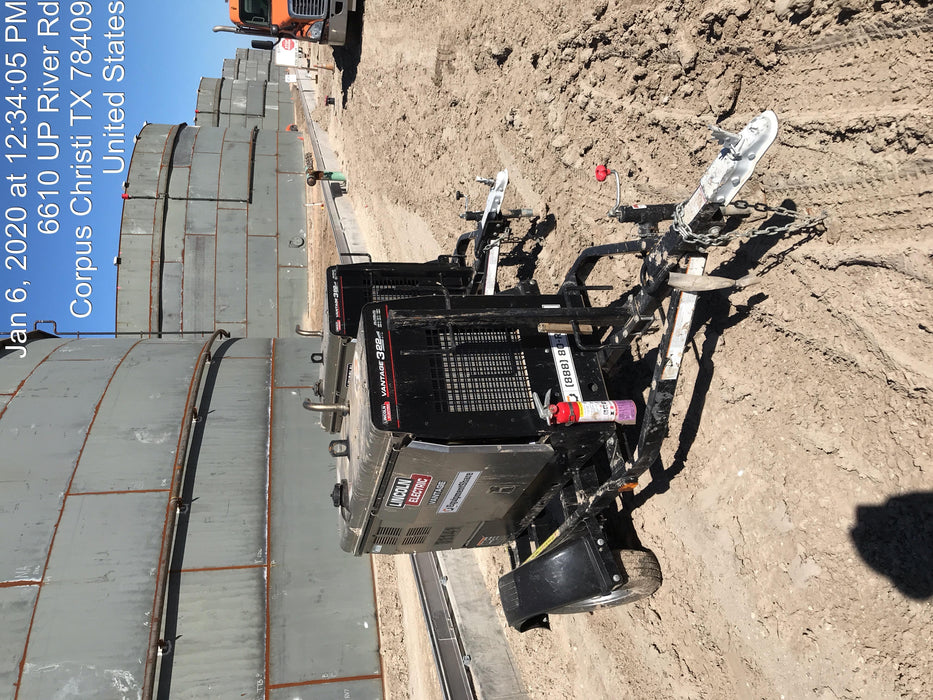 2019 Lincoln Electric Vantage 322 Welder Ready-Pak 3, Two wheel trailer, Fender and Light kit, Cable Rack