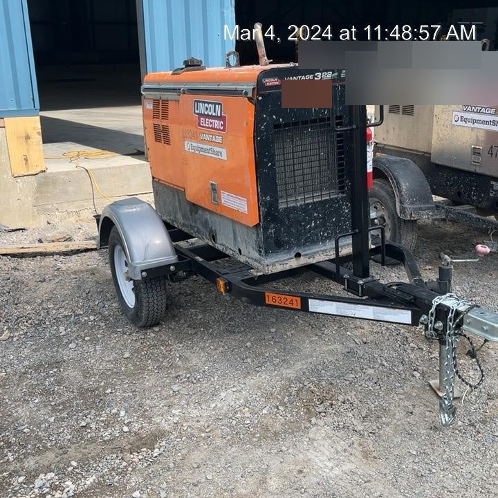 2021 Lincoln Electric Vantage 322 Vantage 322 Ready Pak 3 w/ Decals, ORANGE (includes trailer, cable rack, fender light kit) NO Telematics