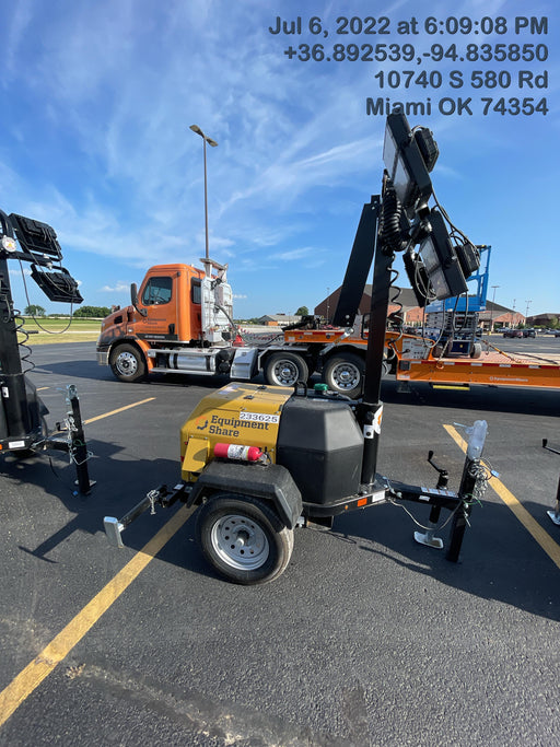 2022 Allmand NLV3GR (4) LED Light Fixture 350W, 23' Vertical Mast, 3kW Prime, Towable, Deep Sea L401, Leveling Jacks, Yanmar T4F 5.8hp