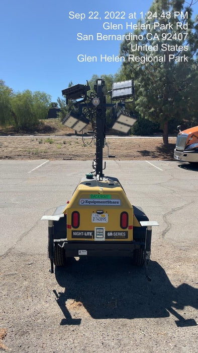 2021 Allmand NLV3GR (4) LED Light Fixture 350W, 23' Vertical Mast, 3kW Prime, Towable, Deep Sea L401, Leveling Jacks, Yanmar T4F 5.8hp