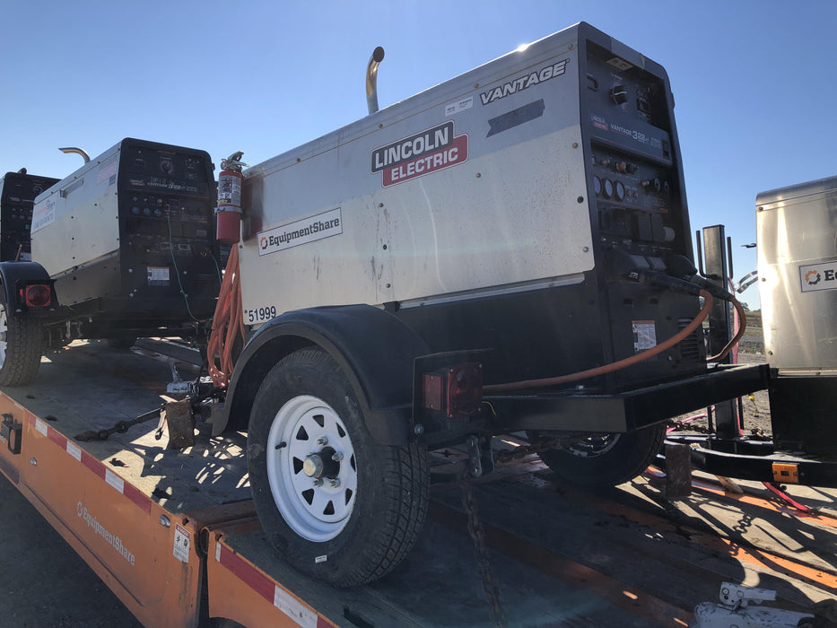 2019 Lincoln Electric Vantage 322 Welder Ready-Pak 3, Two wheel trailer, Fender and Light kit, Cable Rack