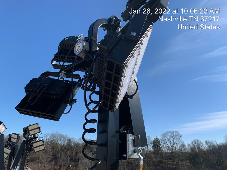 2021 Allmand NLV3GR (4) LED Light Fixture 350W, 23' Vertical Mast, 3kW Prime, Towable, Deep Sea L401, Leveling Jacks, Yanmar T4F 5.8hp