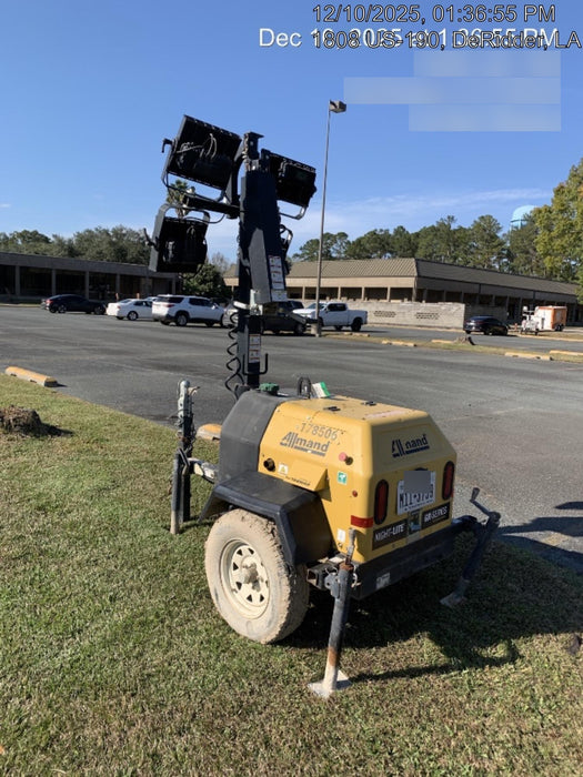 Allmand NLV3GR (4) LED Light Fixture 350W, 23' Vertical Mast, 3kW Prime, Towable, Deep Sea L401, Leveling Jacks, Yanmar T4F 5.8hp