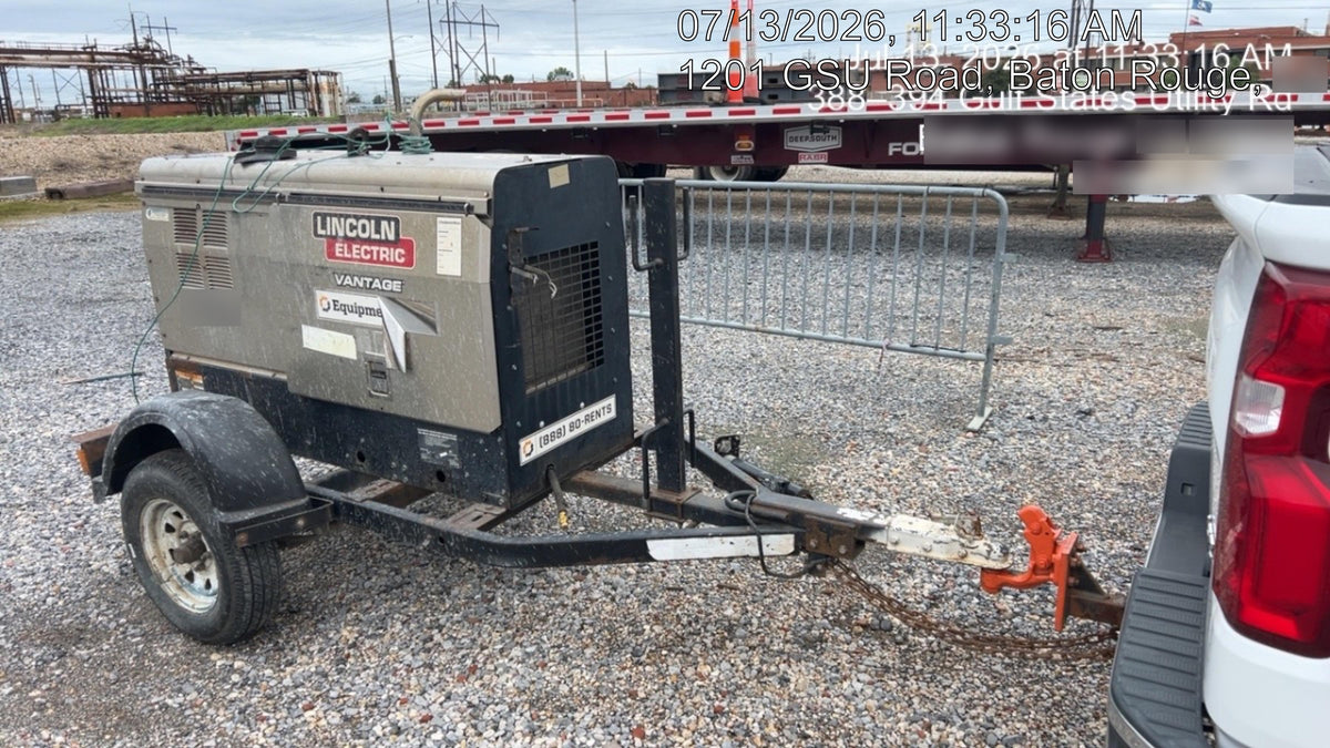 2019 Lincoln Electric Vantage 322 Welder Ready-Pak 3, Two wheel trailer, Fender and Light kit, Cable Rack