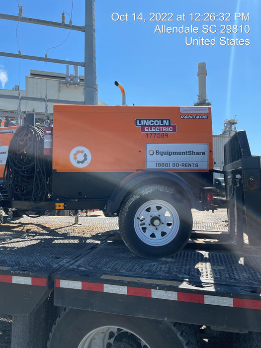 2021 Lincoln Electric Vantage 322 Vantage 322 Ready Pak 3 w/ Decals, ORANGE (includes trailer, cable rack, fender light kit) NO Telematics