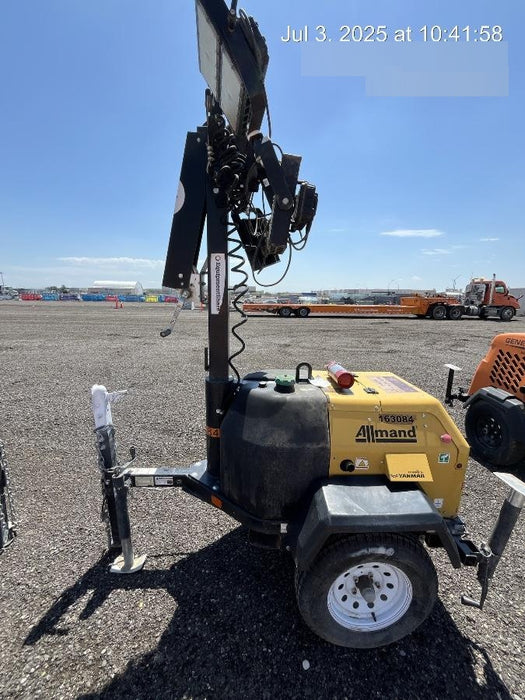 2021 Allmand NLV3GR (4) LED Light Fixture 350W, 23' Vertical Mast, 3kW Prime, Towable, Deep Sea L401, Leveling Jacks, Yanmar T4F 5.8hp