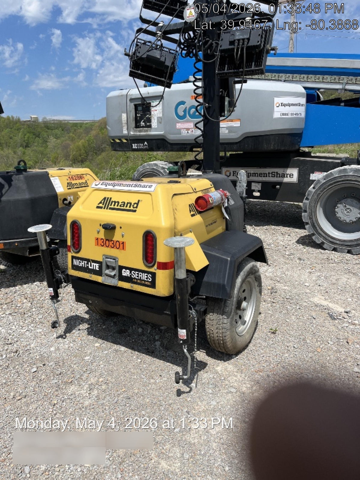 2021 Allmand NLV3GR (4) LED Light Fixture 350W, 23' Vertical Mast, 3kW Prime, Towable, Deep Sea L401, Leveling Jacks, Yanmar T4F 5.8hp