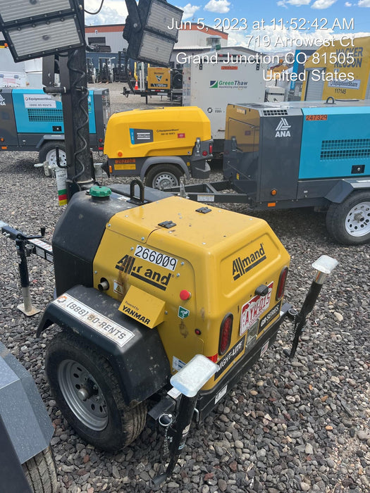 2022 Allmand NLV3GR (4) LED Light Fixture 350W, 23' Vertical Mast, 3kW Prime, Towable, ES Decals, T3