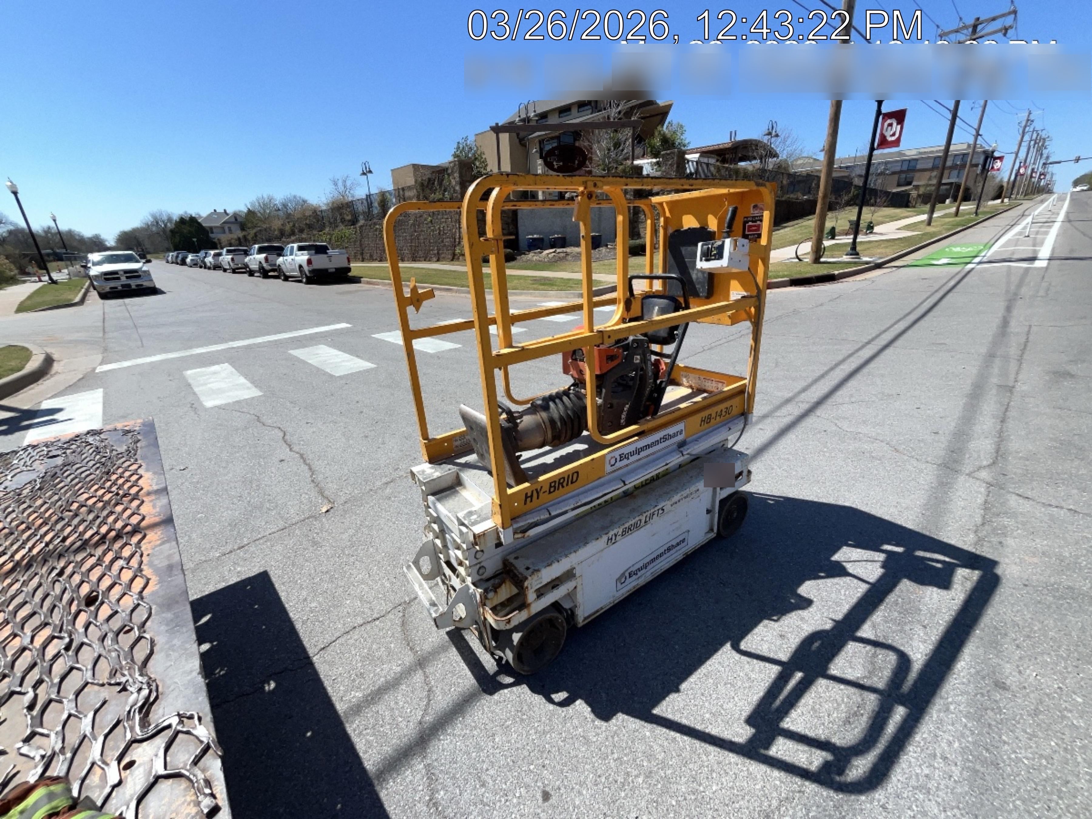 Custom Equipment HB-1430 <ul>
 <li>Hy-Brid Scissor Lift</li>
  <li>Platform capacity up to 670 lbs.</li>
  <li>Working height up to 20 ft</li>
  <li>Weighs under 1,700 lbs.</li>
  <li>Non-marking wheels </li>
</ul>