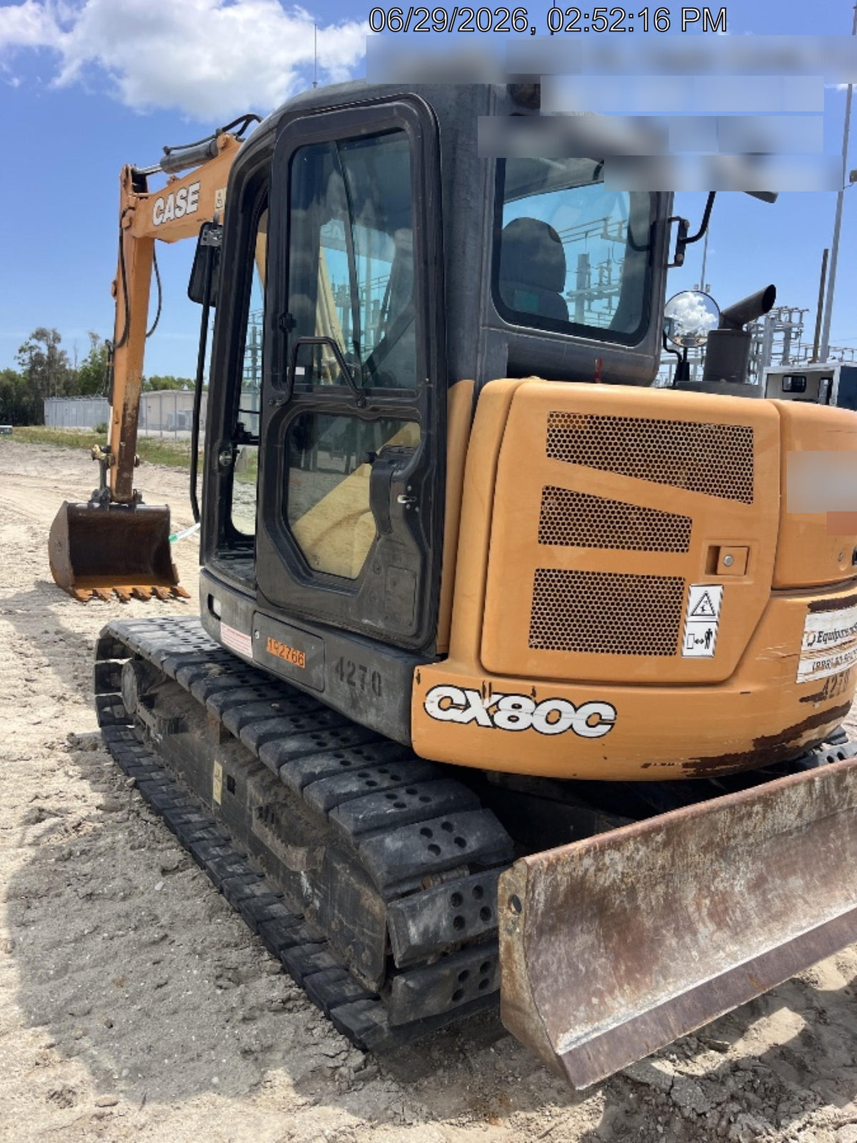 2018 Case CX80C CLOSED CAB, A/C, RUBBER TRACKS PADS, 7'-2" ARM