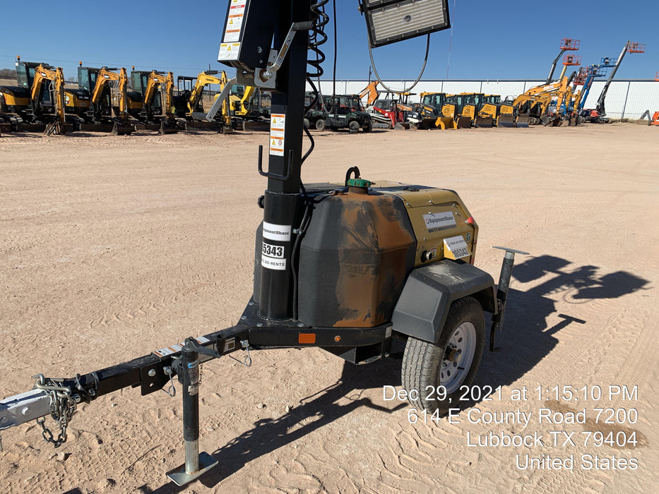 2021 Allmand NLV3GR (4) LED Light Fixture 350W, 23' Vertical Mast, 3kW Prime, Towable, Deep Sea L401, Leveling Jacks, Yanmar T4F 5.8hp