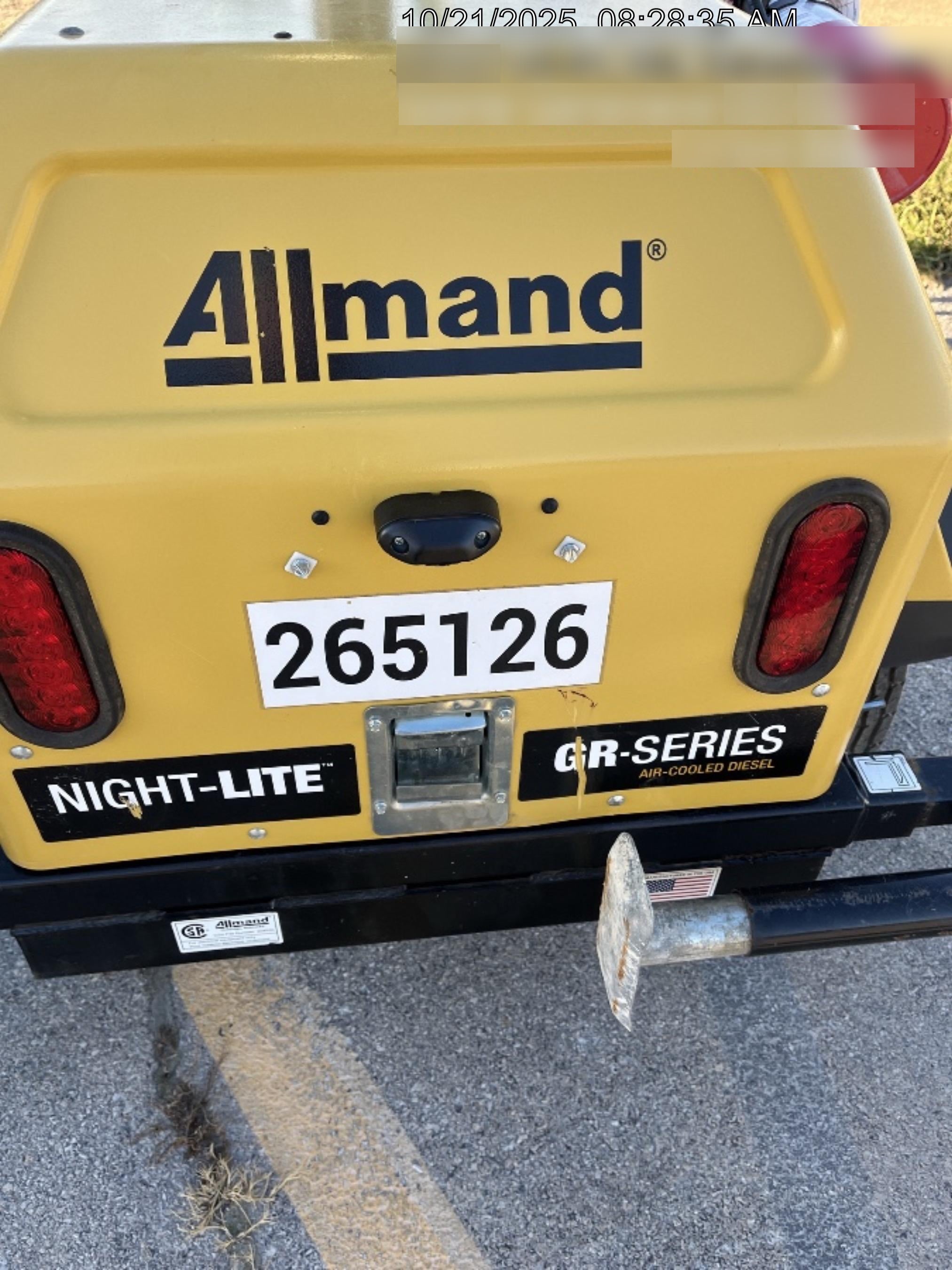 2022 Allmand NLV3GR (4) LED Light Fixture 350W, 23' Vertical Mast, 3kW Prime, Towable, ES Decals, T3