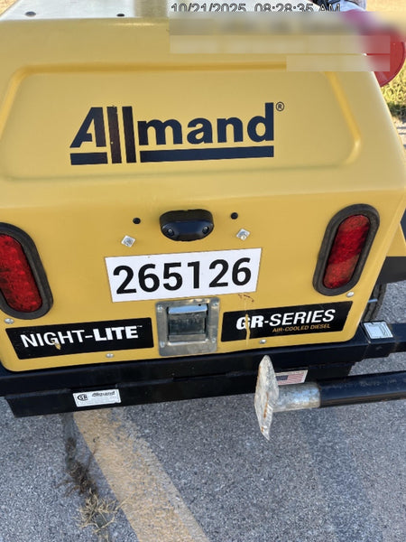 2022 Allmand NLV3GR (4) LED Light Fixture 350W, 23' Vertical Mast, 3kW Prime, Towable, ES Decals, T3
