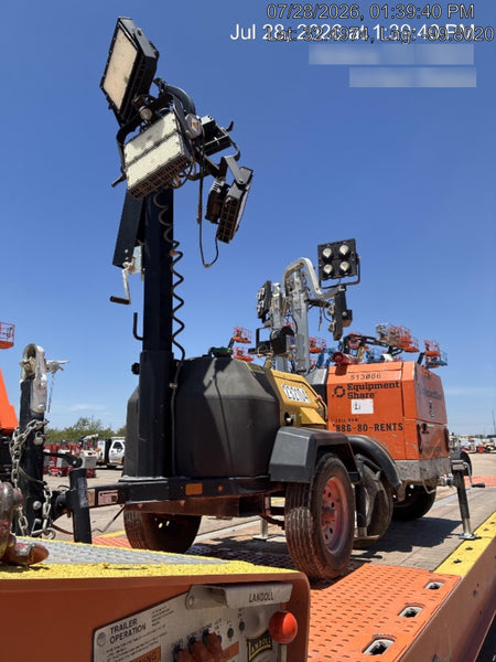 2022 Allmand NLV3GR (4) LED Light Fixture 350W, 23' Vertical Mast, 3kW Prime, Towable, Deep Sea L401, Leveling Jacks, Yanmar T4F 5.8hp