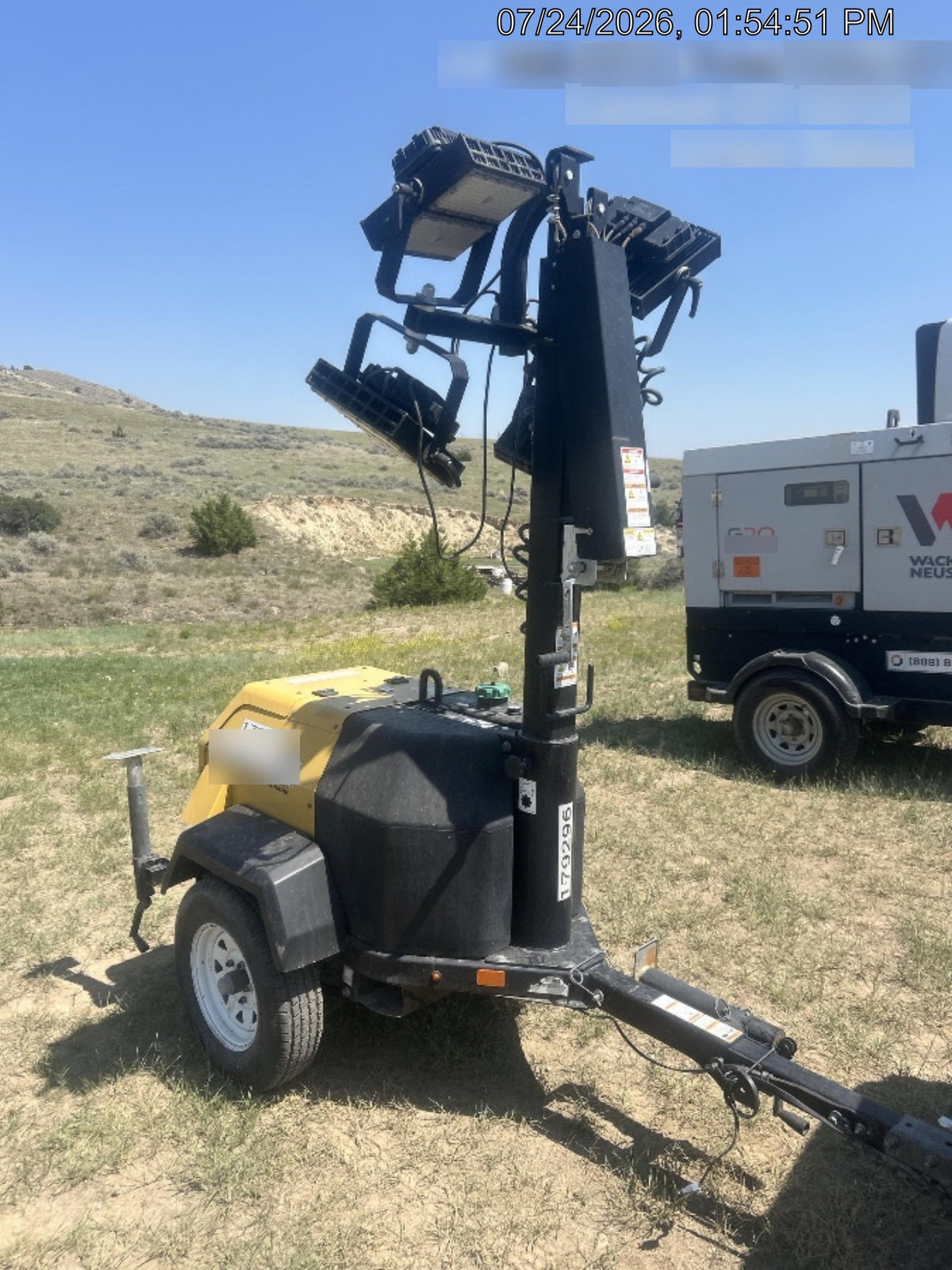 Allmand NLV3GR (4) LED Light Fixture 350W, 23' Vertical Mast, 3kW Prime, Towable, Deep Sea L401, Leveling Jacks, Yanmar T4F 5.8hp
