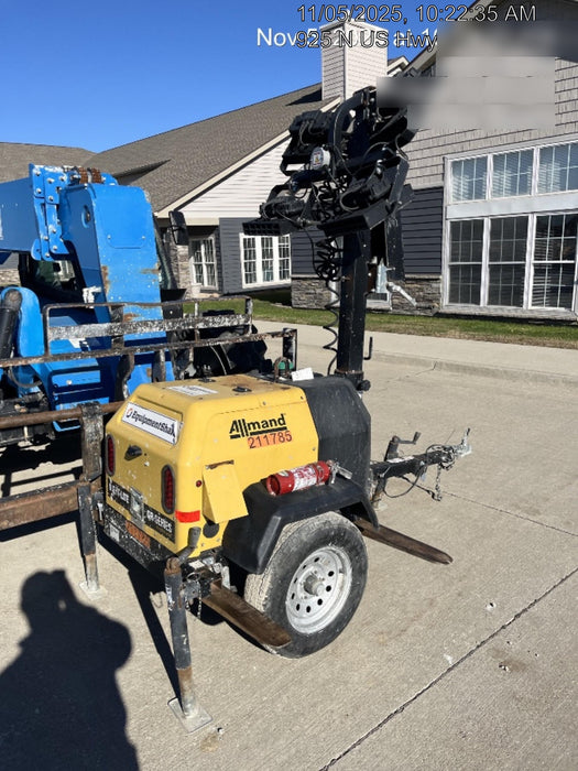 2022 Allmand NLV3GR (4) LED Light Fixture 350W, 23' Vertical Mast, 3kW Prime, Towable, Deep Sea L401, Leveling Jacks, Yanmar T4F 5.8hp