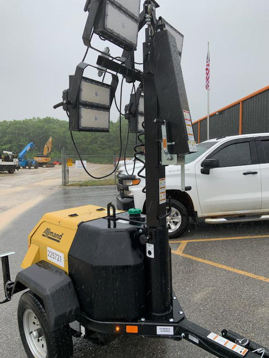2022 Allmand NLV3GR (4) LED Light Fixture 350W, 23' Vertical Mast, 3kW Prime, Towable, Deep Sea L401, Leveling Jacks, Yanmar T4F 5.8hp