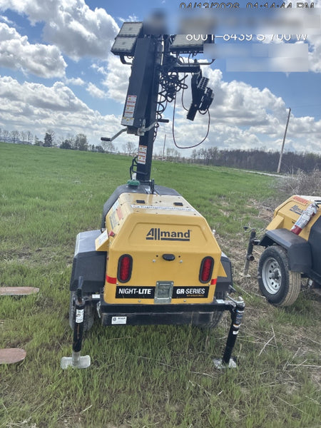 2022 Allmand NLV3GR (4) LED Light Fixture 350W, 23' Vertical Mast, 3kW Prime, Towable, Deep Sea L401, Leveling Jacks, Yanmar T4F 5.8hp