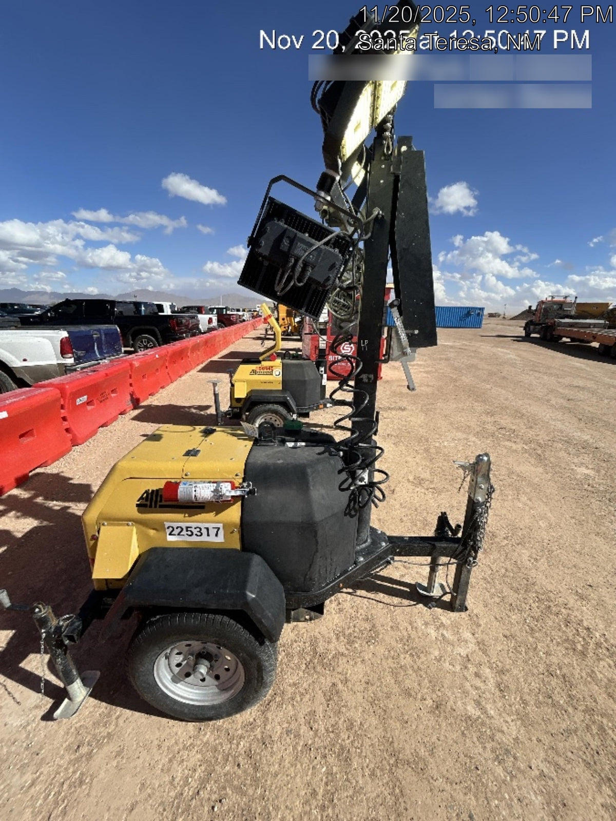 2022 Allmand NLV3GR (4) LED Light Fixture 350W, 23' Vertical Mast, 3kW Prime, Towable, Deep Sea L401, Leveling Jacks, Yanmar T4F 5.8hp