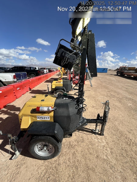 2022 Allmand NLV3GR (4) LED Light Fixture 350W, 23' Vertical Mast, 3kW Prime, Towable, Deep Sea L401, Leveling Jacks, Yanmar T4F 5.8hp