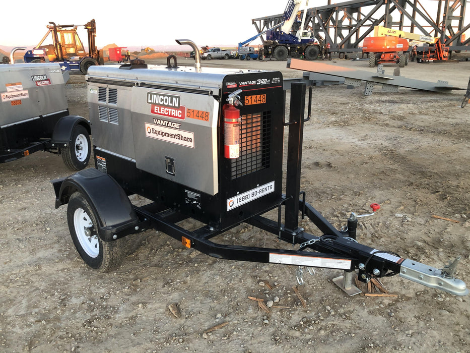 2019 Lincoln Electric Vantage 322 Ready-Pak 3, Two Wheel Trailer, Fender and Light Kit, Cable Rack