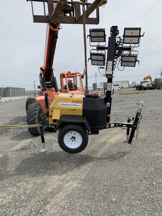 2021 Allmand NLV3GR (4) LED Light Fixture 350W, 23' Vertical Mast, 3kW Prime, Towable, Deep Sea L401, Leveling Jacks, Yanmar T4F 5.8hp