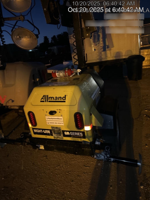 2022 Allmand NLV3GR (4) LED Light Fixture 350W, 23' Vertical Mast, 3kW Prime, Towable, Deep Sea L401, Leveling Jacks, Yanmar T4F 5.8hp