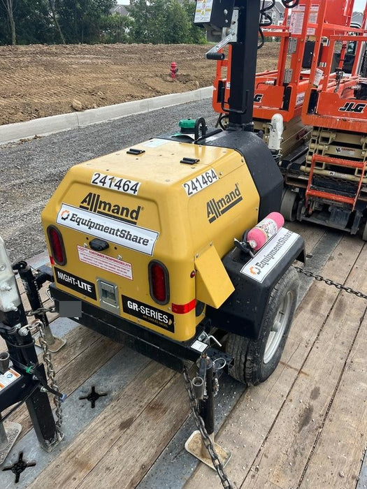 2022 Allmand NLV3GR (4) LED Light Fixture 350W, 23' Vertical Mast, 3kW Prime, Towable, Deep Sea L401, Leveling Jacks, Yanmar T4F 5.8hp