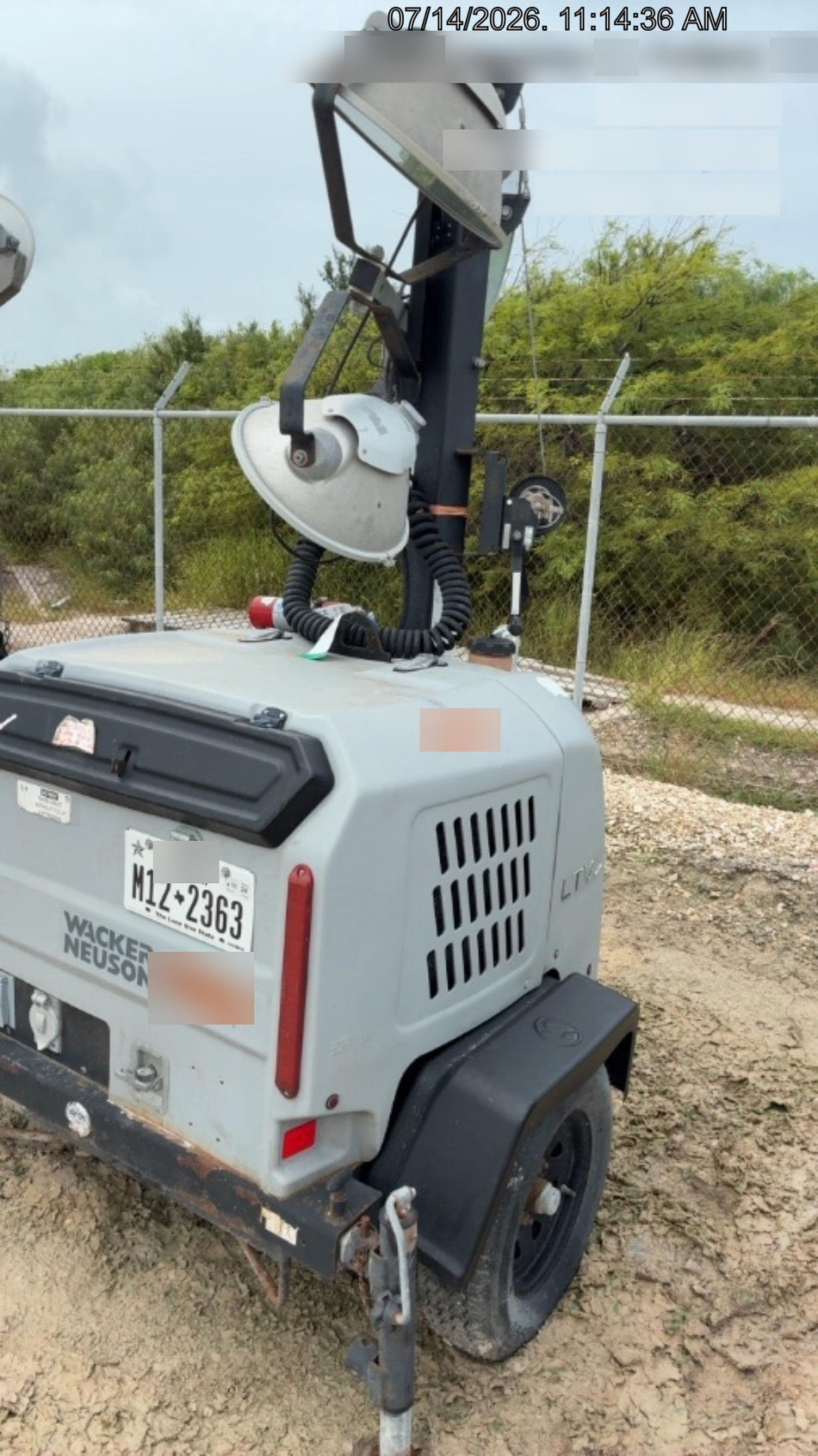 2018 Wacker Neuson LTV6L-MH Wacker Neuson LTV6L Mobile Light Tower w/Fuel Level Sensor Installed