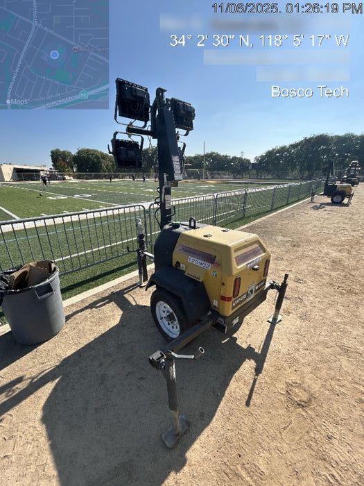 2021 Allmand NLV3GR (4) LED Light Fixture 350W, 23' Vertical Mast, 3kW Prime, Towable, Deep Sea L401, Leveling Jacks, Yanmar T4F 5.8hp