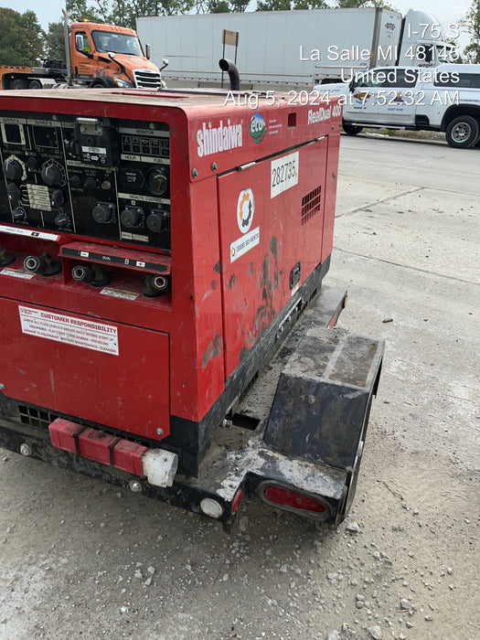 2022 Shindaiwa DGW400MDL Kubota D902 Engine, 23 HP, Dual Op Welder, Wire, Arc, Droop Stick, Tig, and CC Stick Functionality, Simulphase, 3 Phase and 1 Phase Gen Output, Single Axle NB Trlr, Slr Trckl Chrg 12V 12W, Fire Ext