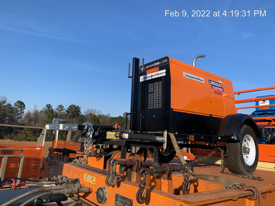 2021 Lincoln Electric Vantage 322 Vantage 322 Ready Pak 3 w/ Decals, ORANGE (includes trailer, cable rack, fender light kit) NO Telematics