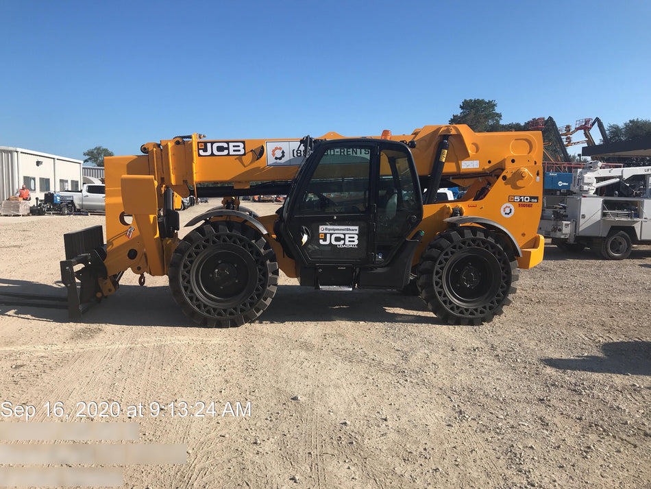 2020 JCB 510-56 Cab/Heat/Air, Solid Tires, Work Lights, Beacon, Aux Hydraulics, Back up Alarm, Lifting Eye, ES Decals