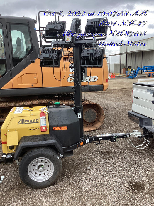 2022 Allmand NLV3GR (4) LED Light Fixture 350W, 23' Vertical Mast, 3kW Prime, Towable, ES Decals, T3