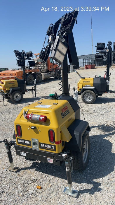 2022 Allmand NLV3GR (4) LED Light Fixture 350W, 23' Vertical Mast, 3kW Prime, Towable, ES Decals, T3