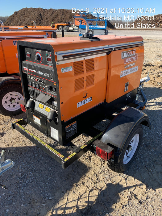 2021 Lincoln Electric Vantage 322 Vantage 322 Ready Pak 3 w/ Decals, ORANGE (includes trailer, cable rack, fender light kit) NO Telematics