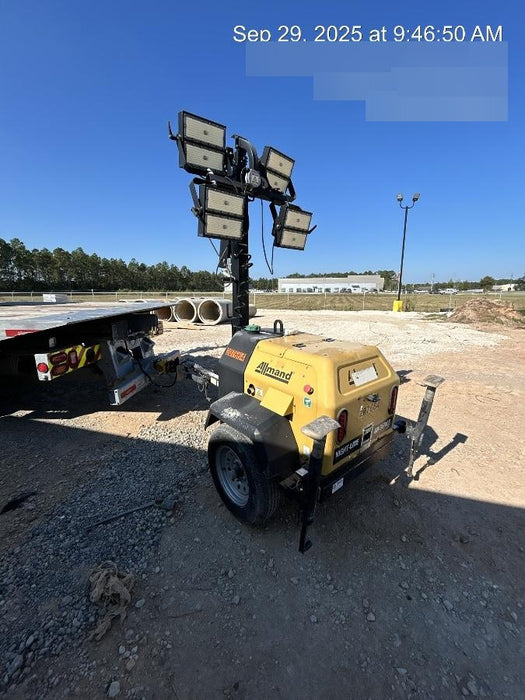 2022 Allmand NLV3GR (4) LED Light Fixture 350W, 23' Vertical Mast, 3kW Prime, Towable, Deep Sea L401, Leveling Jacks, Yanmar T4F 5.8hp